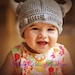 The Viking Hat - 12M to 24M - Gray Color Viking Hat with White Horns - Made to Order