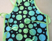 Toddler Apron (cool colors) for Eating, Baking or Painting (Blues and Greens)