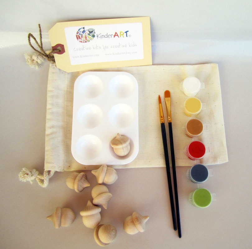 DIY Wooden Acorns and Paint Kit in a Bag Autumn Arts and Crafts Kit for Kids