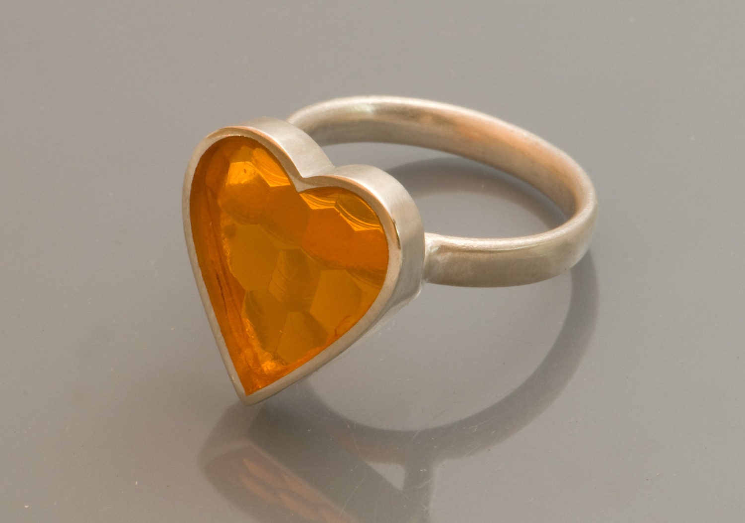 Heart ring 'car crash' silver