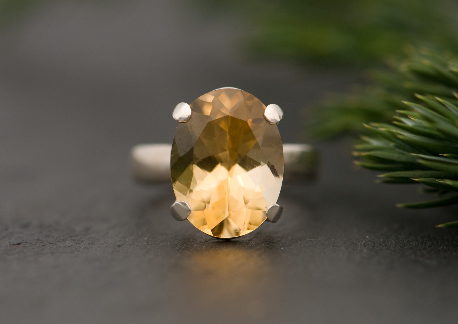 Citrine Ring - Sterling Silver Claw Setting - Made to size