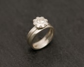 White Topaz Wedding Set - Engagement Ring and Matching Wedding Band - Made to fit