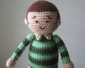Crochet Steve Doll from Kid's TV Show Blue's Clues - Vegan Green Stripes Plush Stuffed Toy Children Baby Boys Girls Gift MADE to ORDER