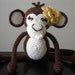 Girly Chocolate Brown Crochet Baby Monkey Vegan Yellow plush toy doll amigurumi stuffed animal kids children baby girl gift MADE TO ORDER