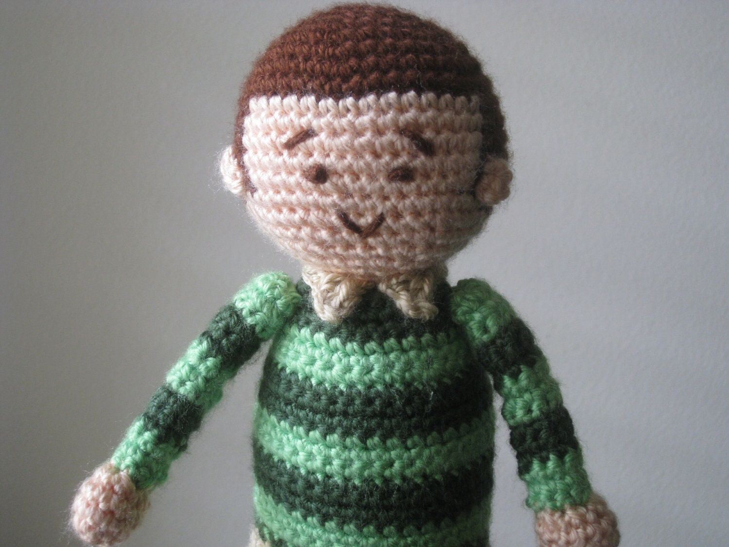 Crochet Steve Doll from Kid's TV Show Blue's Clues - Vegan Green Stripes Plush Stuffed Toy Children Baby Boys Girls Gift MADE to ORDER