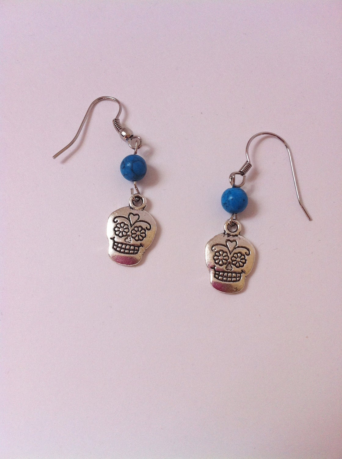 Earring Sugar Skull Metal Charm Dia De Los Muertos Skull- Women Accessories- Women Jewelry