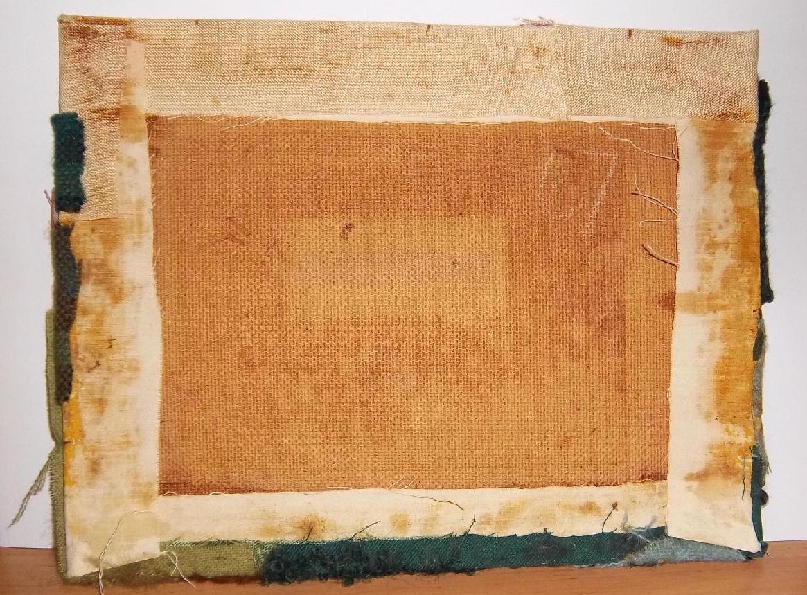 Vintage 1960s handmade wool and fabric country cottage needlework picture