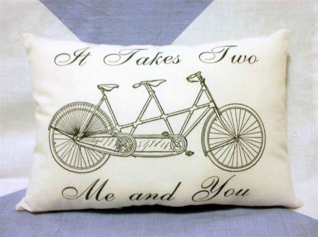 Tandem Bicycle Bike Vintage Style Cushion Pillow Valentines Love Gift