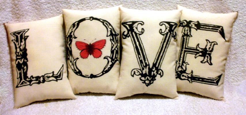 Love Letters Set Of Vintage Style Cushions Pillows