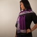 Hand Painted Silk Scarf in Purple Black - Long Silk Scarf - Painted Silk Scarf - Muffler - Bridesmaid Gift Ideas - Unique gifts for women