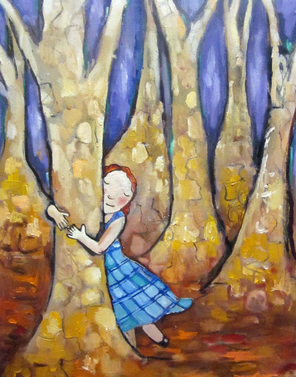 Original oil painting on canvas The Tree Hugger 11"x14"
