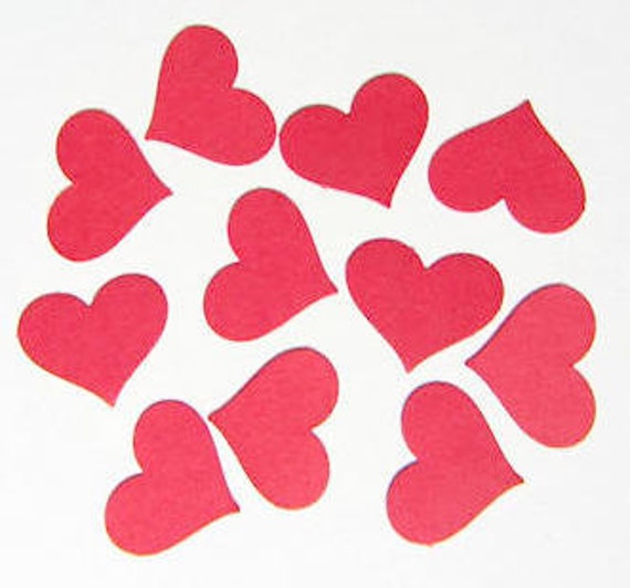 Red Paper Hearts - Confetti, Wedding, Party Decorations