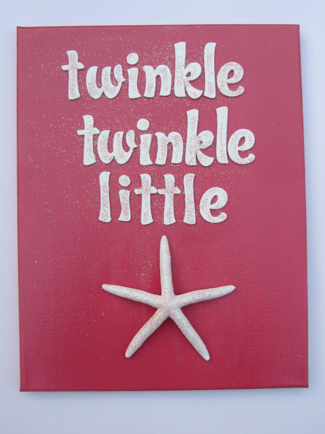 Beach Nursery Art - Pink - Starfish Canvas - Twinkle Twinkle Little Star