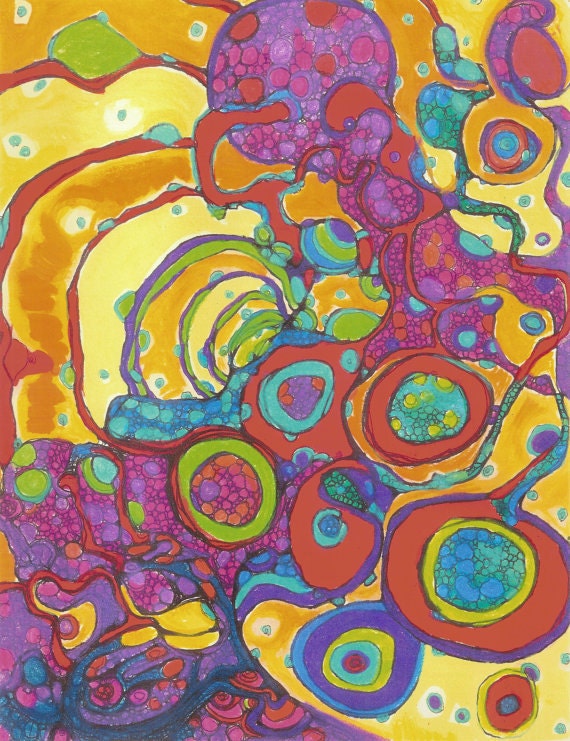 Meditation Art, Reiki Art, Print of Original Drawing, 8"x10", Energy Cells
