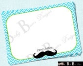 Little Man Moustache & Tie Baby Shower Thank You Note- Printable