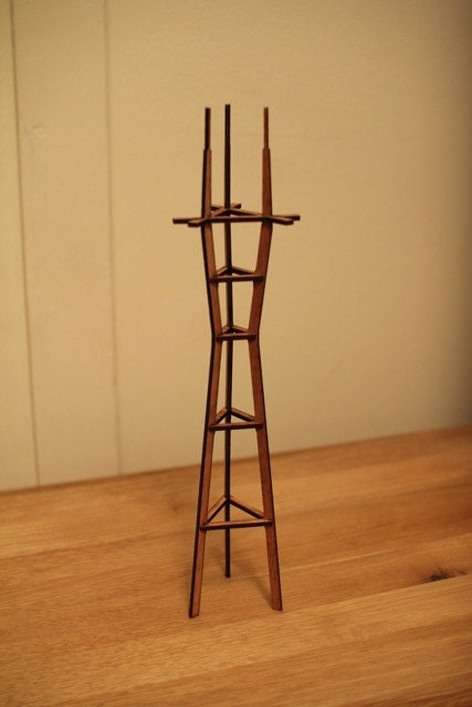 Sutro Tower 1/1000th Scale Model - Laser Cut Wood