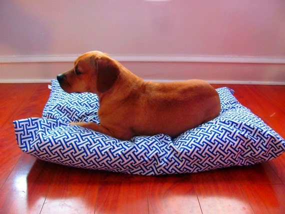 Large Dog Bed, Blue, White, Modern, Dog Bed Cover