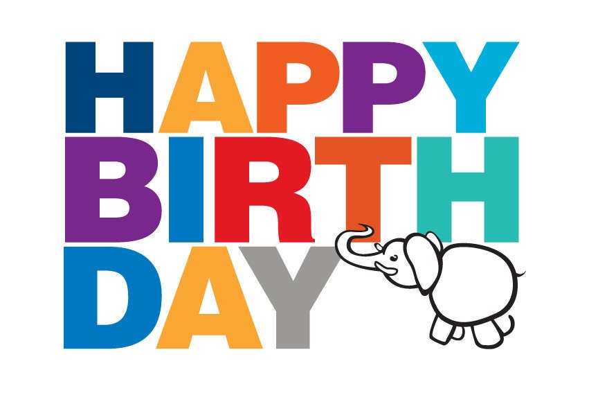 Happy Birthday Greeting Card with Elephant