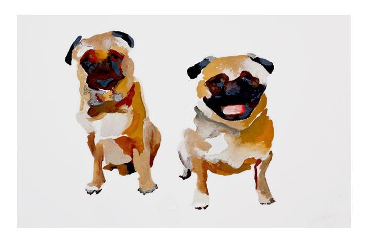 Pugs. Custom Pet Painting.