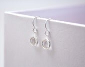 silver swarovski crystal earrings - crystal clear - channel set - tiny drop dangle - everyday earrings - bezel crystal