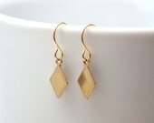 Tiny Gold Diamond Earrings - simple everyday jewelry - gold tone diamond drops - everyday earrings