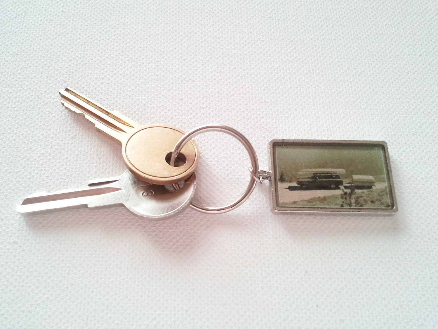 Vintage Jeep Photo Keychain