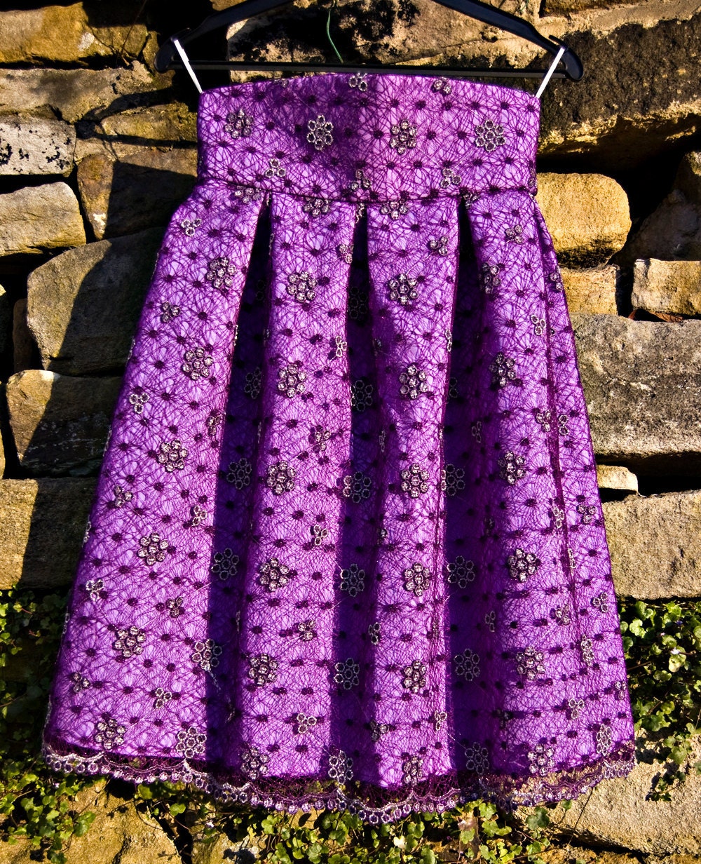 Purple lace skirt.