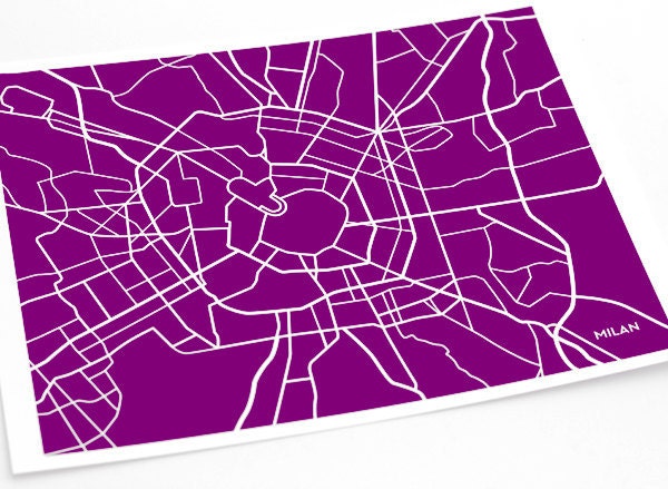 Milan City Art Map Print / Italy Poster Custom Wall Decor Graphic Illustration / 8x10 Digital Print  / Choose your color
