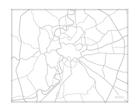 Rome City Map Art Print / Italy Map Poster Abstract Line Drawing / 8x10 Digital Print / Choose your color