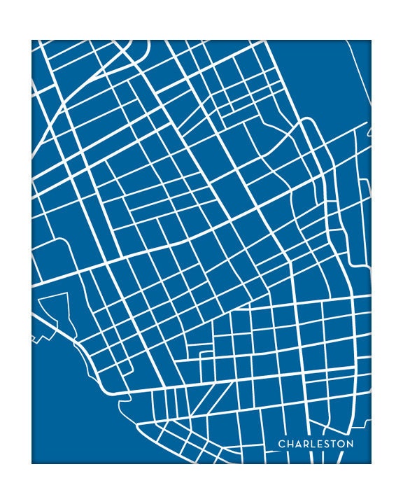 Charleston, SC City Map Poster / South Carolina Art Print Graphic Art / 8x10 Giclee Print / Choose your color