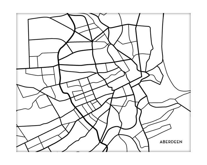 Aberdeen UK Street Map Art Print  / Custom City Artwork / 8x10 / Your color choice