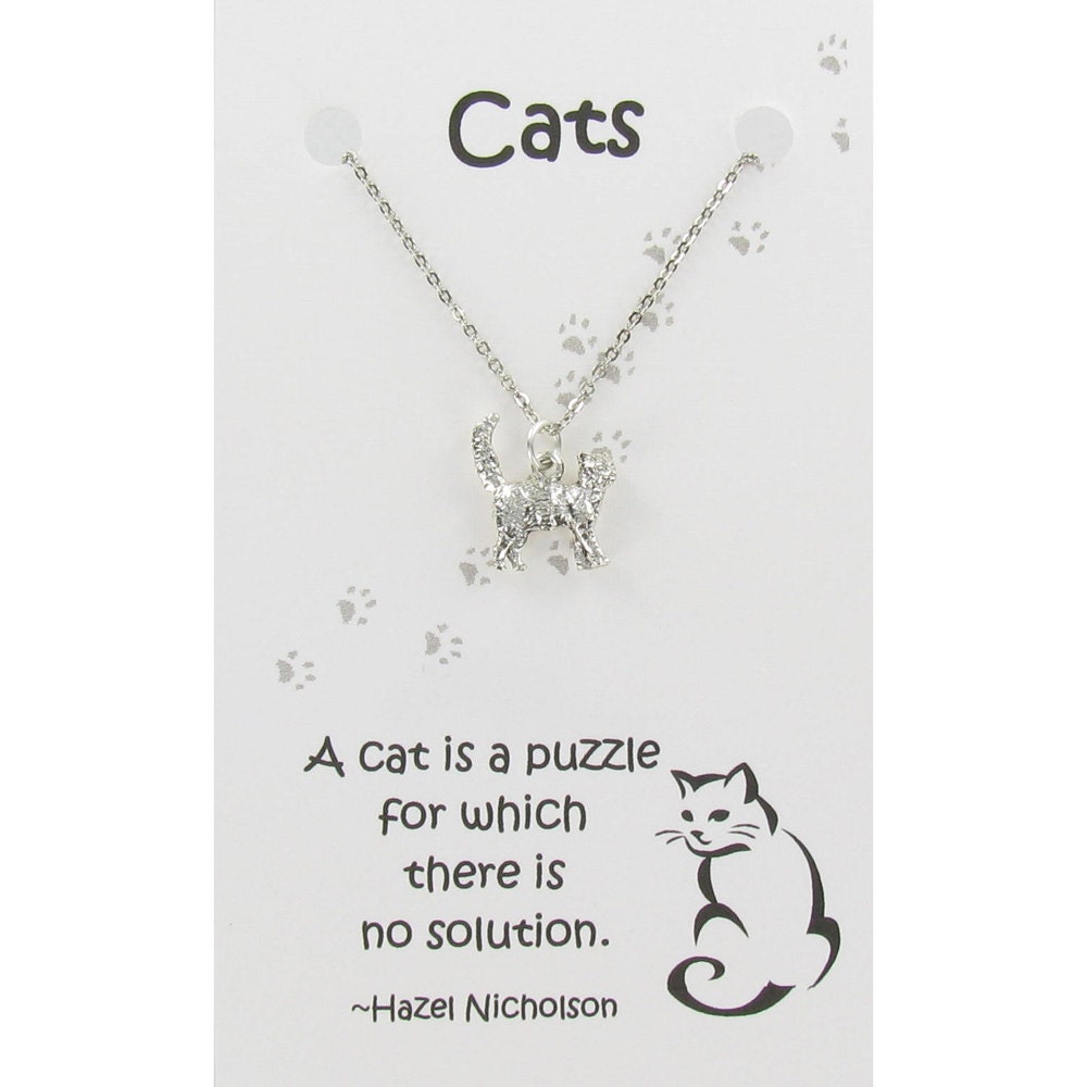 CAT Pewter Necklace on Gift Card with Quote