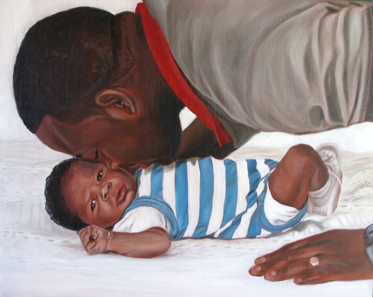 Custom Portrait Oil Painting Father and Son New Dad - Great Gift for Dad 11x14