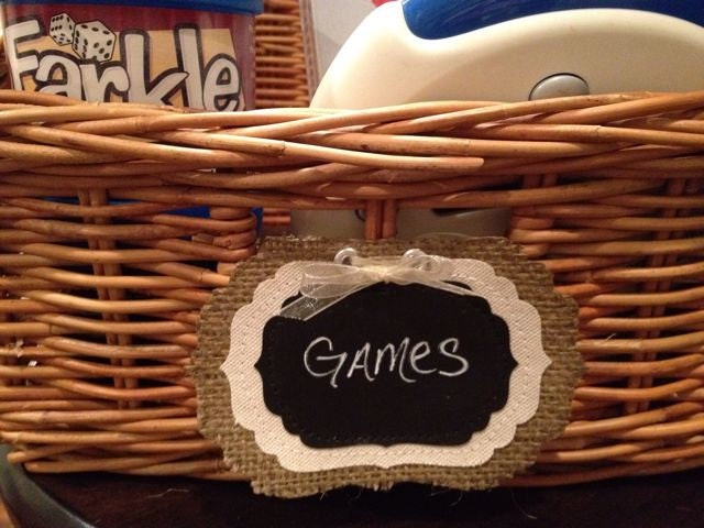 Burlap Chalkboard Tags / Labels - Fancy - Small size - Set of 6 - wedding, place card, gift tag, name tag