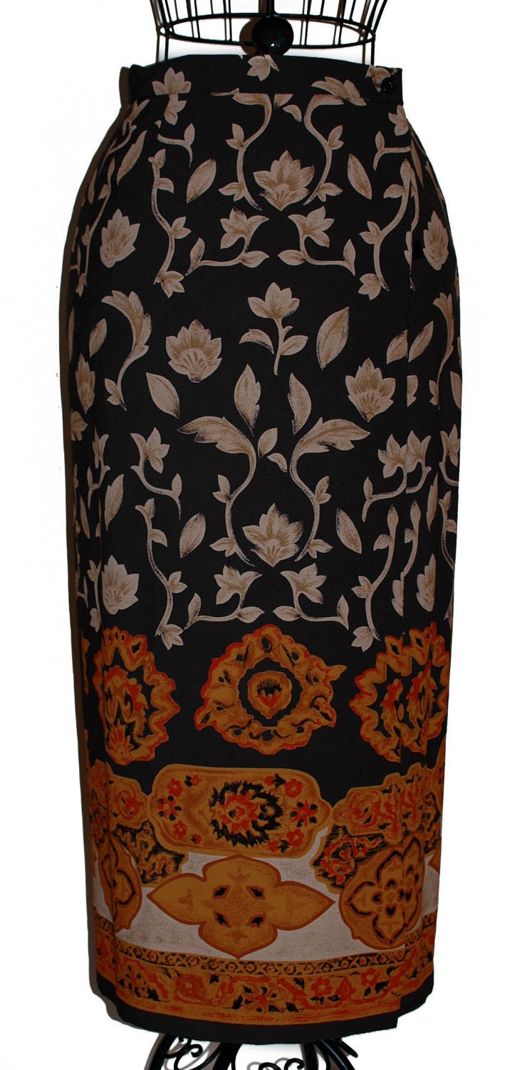 Suzani Print Wrap Maxi Skirt