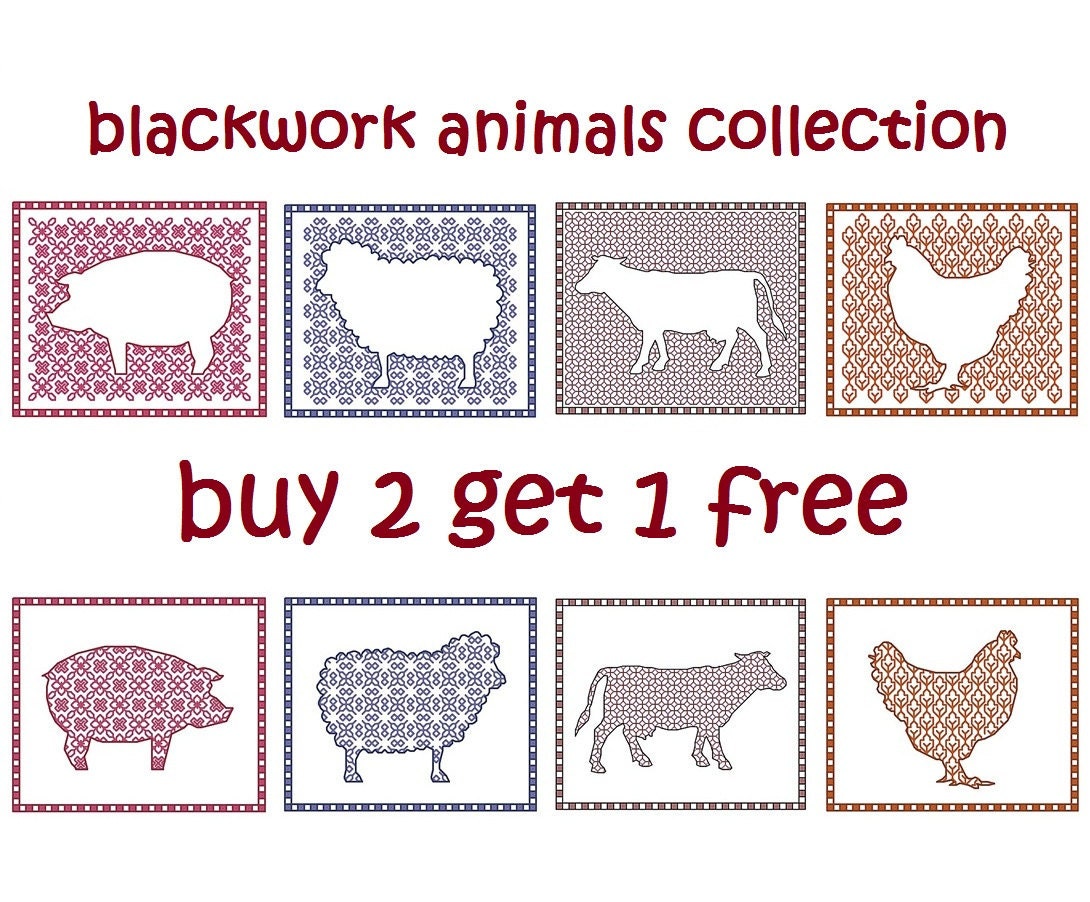 BUY 2 GET 1 FREE from our blackwork animals collection, cross stitch pdf