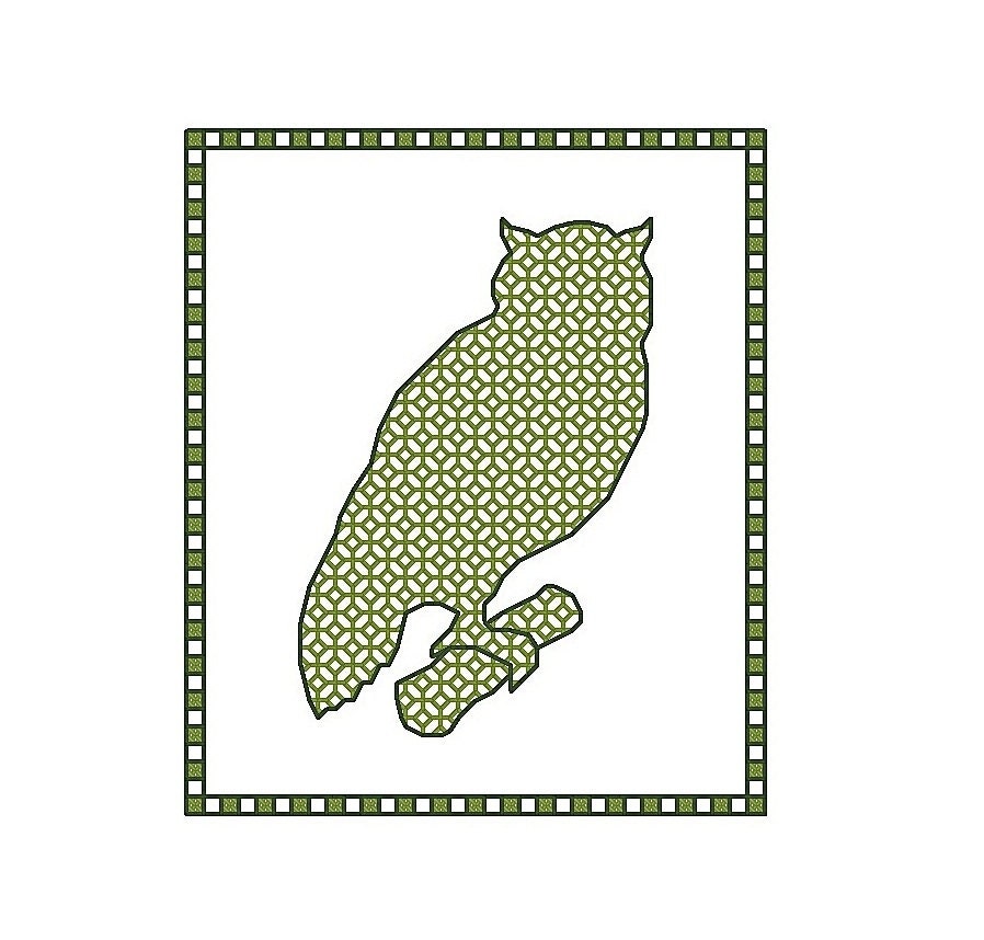 Blackwork Owl chart, blackwork animals, PDF, Owls