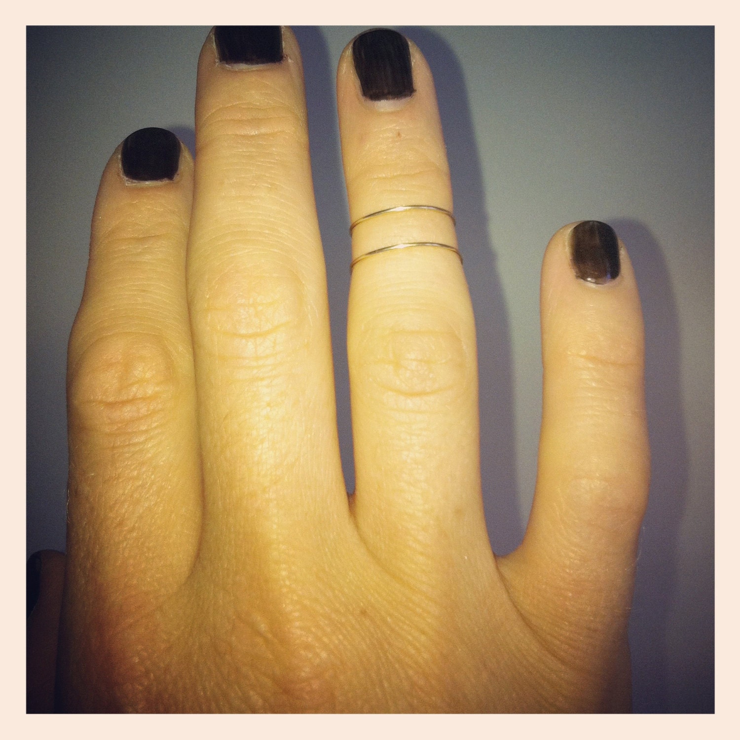 Double layer knuckle ring - 2 gold filled knuckle wire band.