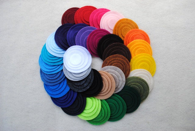 136 Piece Die Cut Felt Circles, all 34 colors included