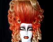Orange & Blonde Wig - Updo - Rococo Baroque style inspired - Curls and Waves -Doretta's creations (MADE TO ORDER)