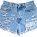 Studded Shorts, Vintage Distressed High Waisted Denim W28
