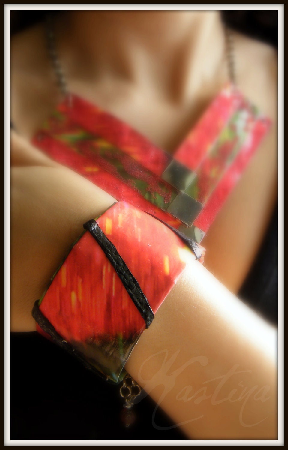OOAK Paper Cuff Bracelet, recycled, handmade, mix media, eco friendly