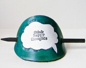 Cloud Leather Barrette Hand Tooled Hair Accessory Think Happy Thoughts