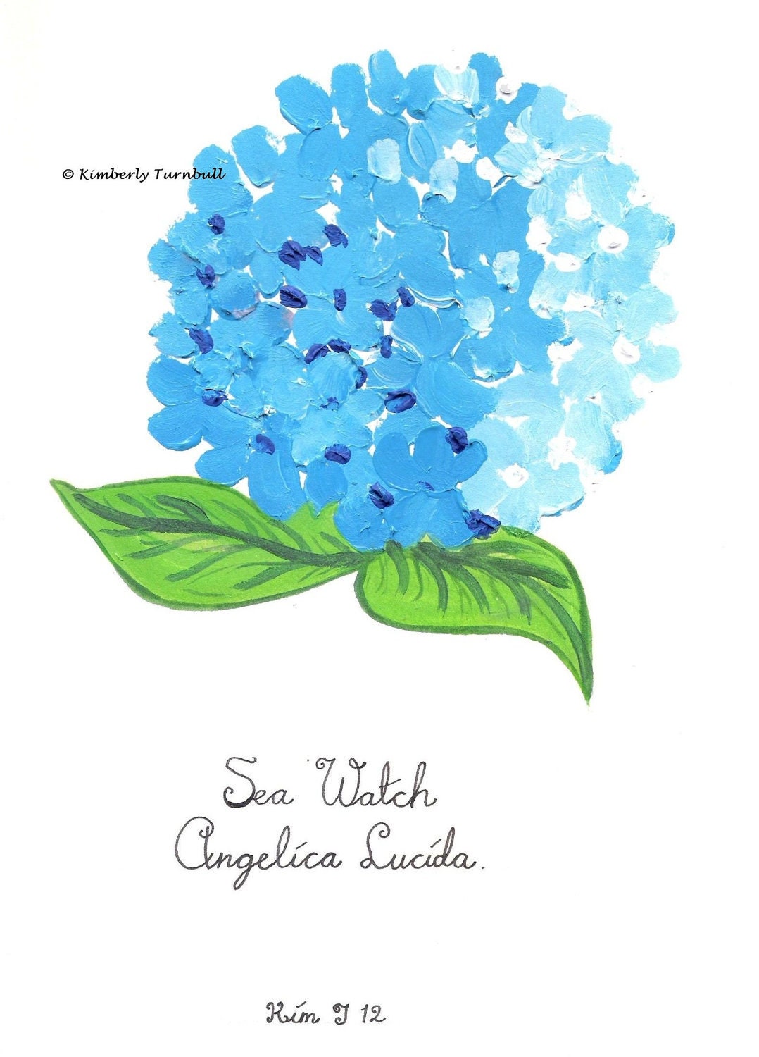 Blue Flower Painting Sea Watch (Original Acrylic) Angelica Lucida