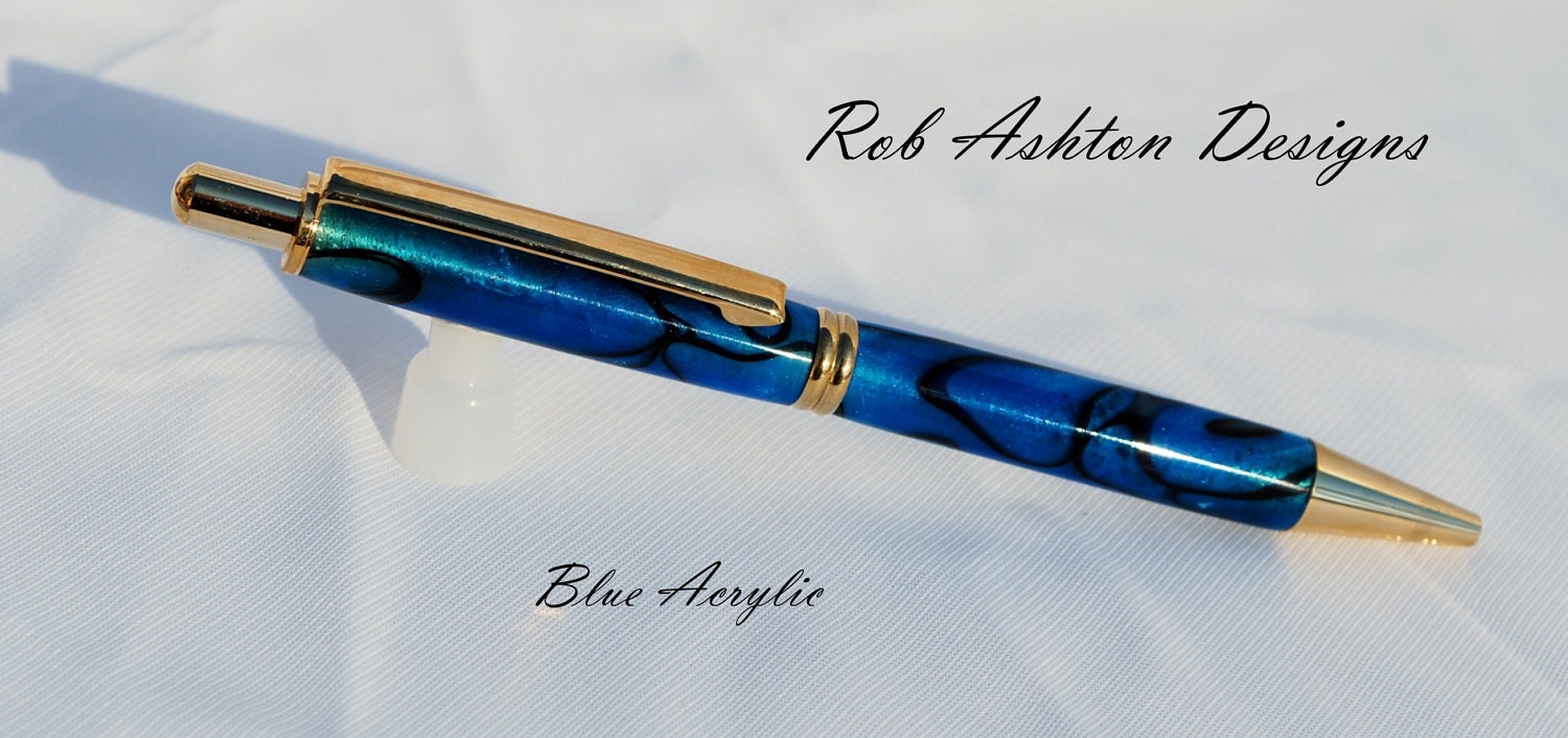 Blue acrylic click pen