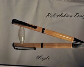 Maple slimline pen trimmed with black titanium finish
