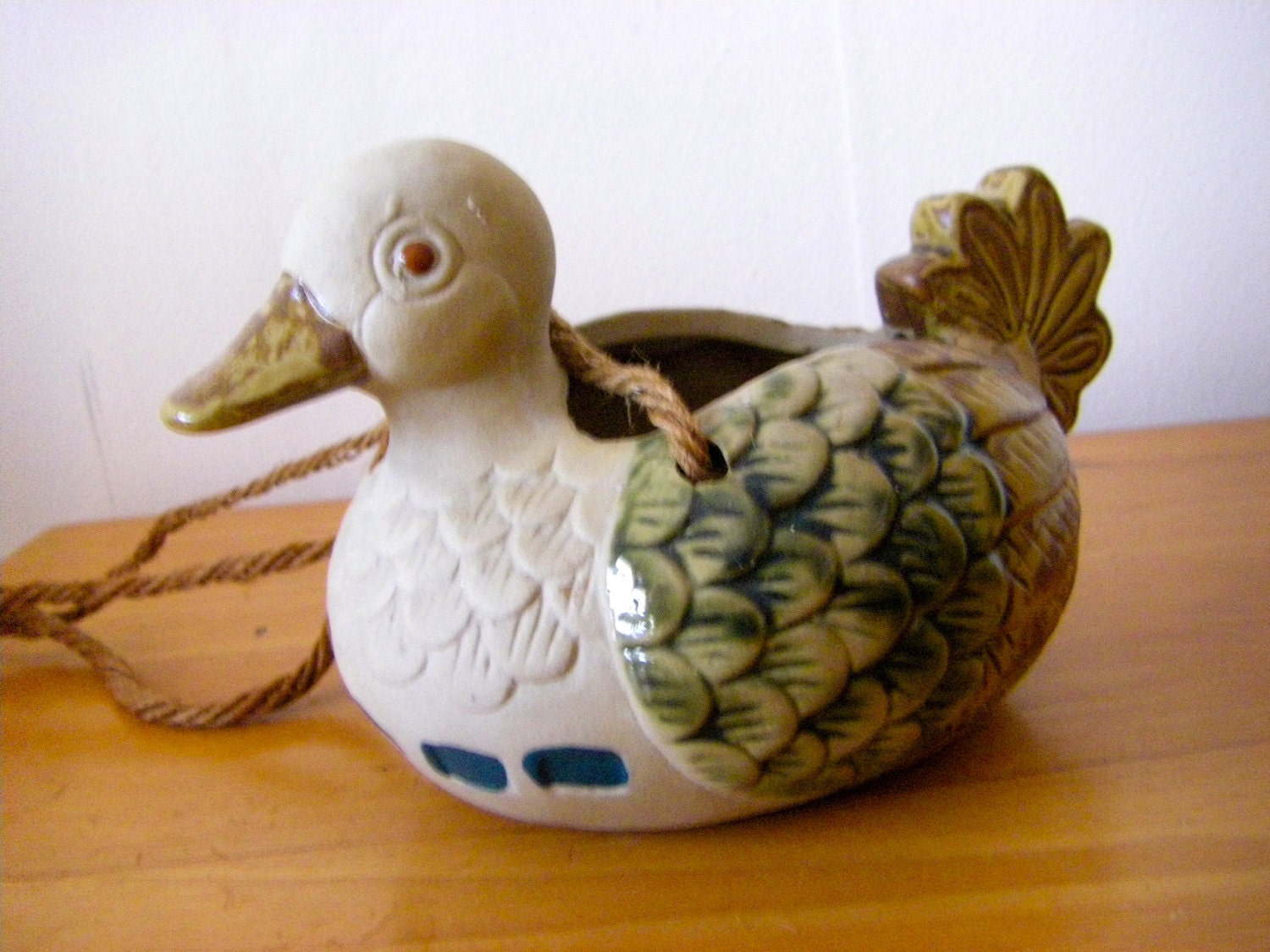Hanging Stoneware Duck Planter