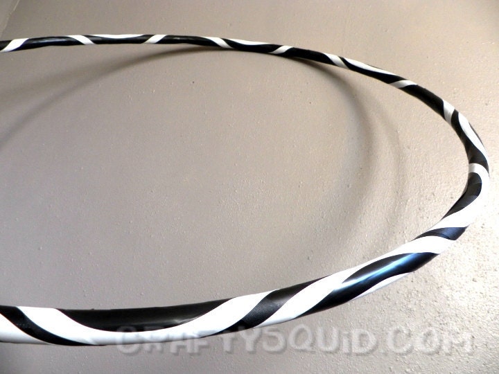 Black and White Hula Hoop for work out or for fun. Stylish, Zebra -esque tape in a wave pattern