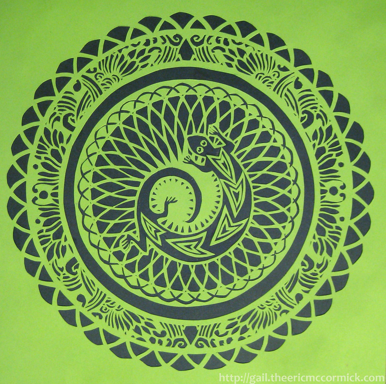 Lizard Mandala - Paper Cut - 8x8 PRINT