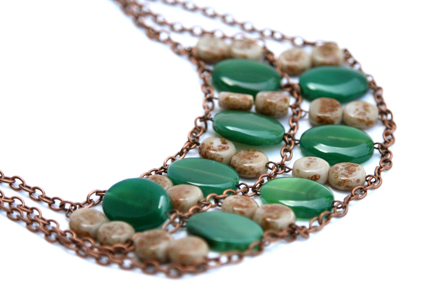 Emerald and Copper Bib Necklace